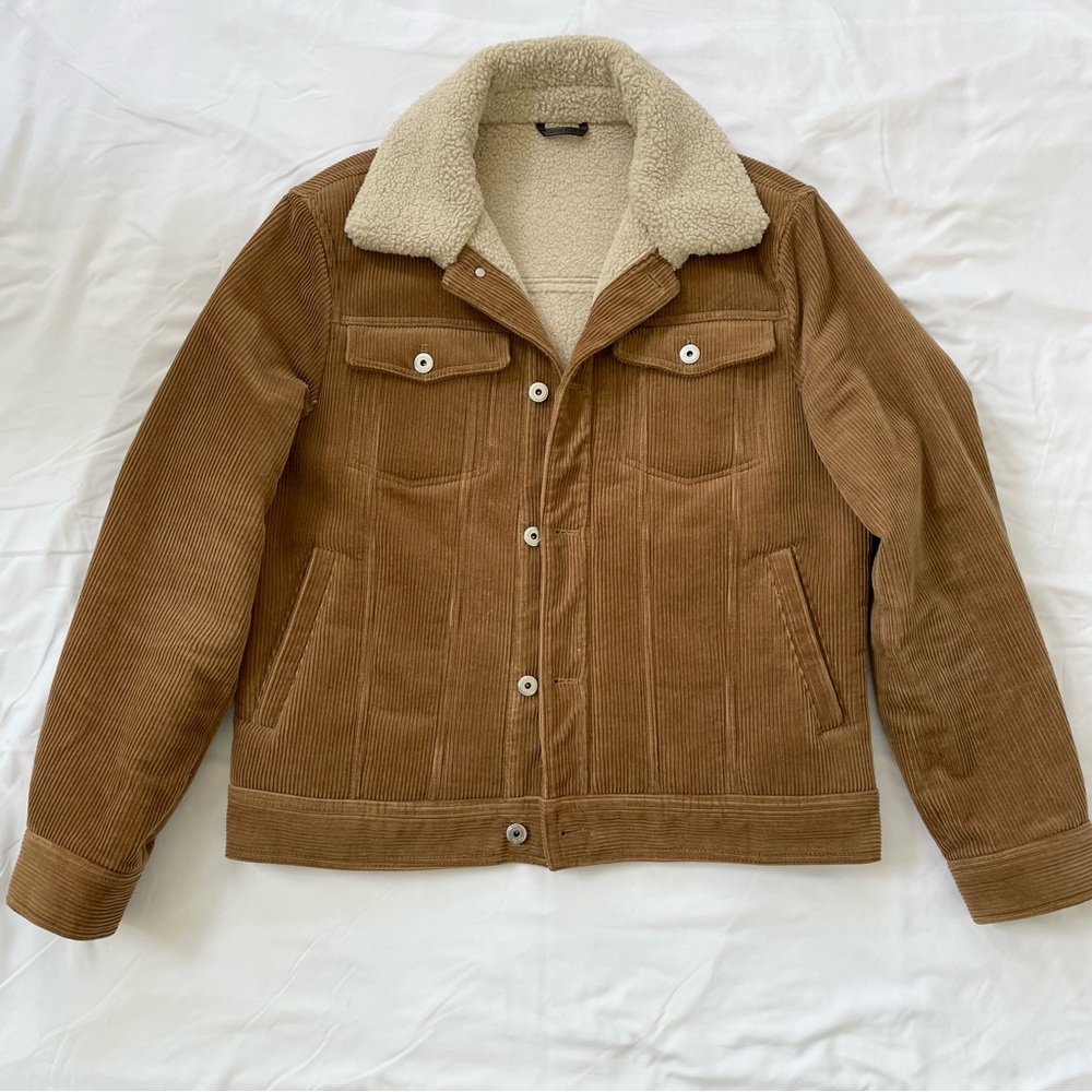 Mango Men's Corduroy Trucker Jacket with Sherpa lining